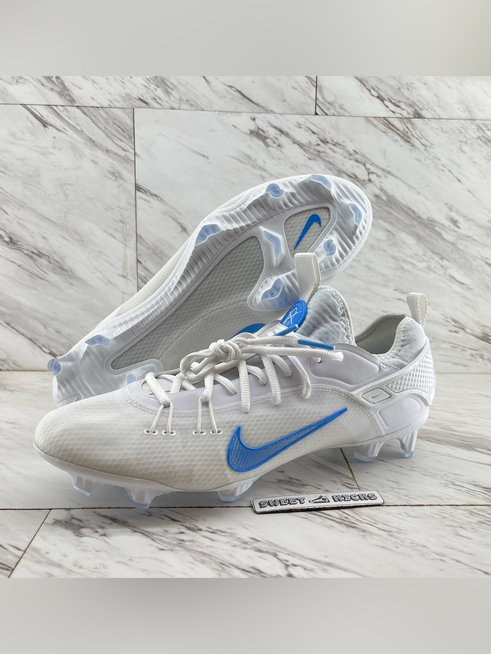 Nike Huarache 9 Elite Low Lacrosse Cleats White Blue
